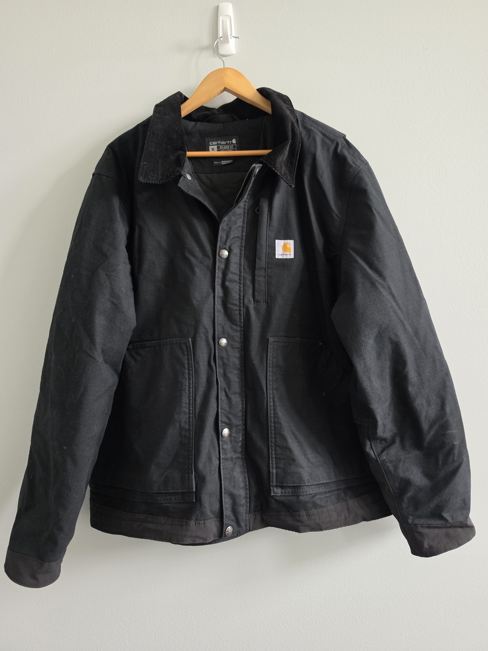 Carhartt Mens XL Black Relaxed Fit Insulated Work Jacket
